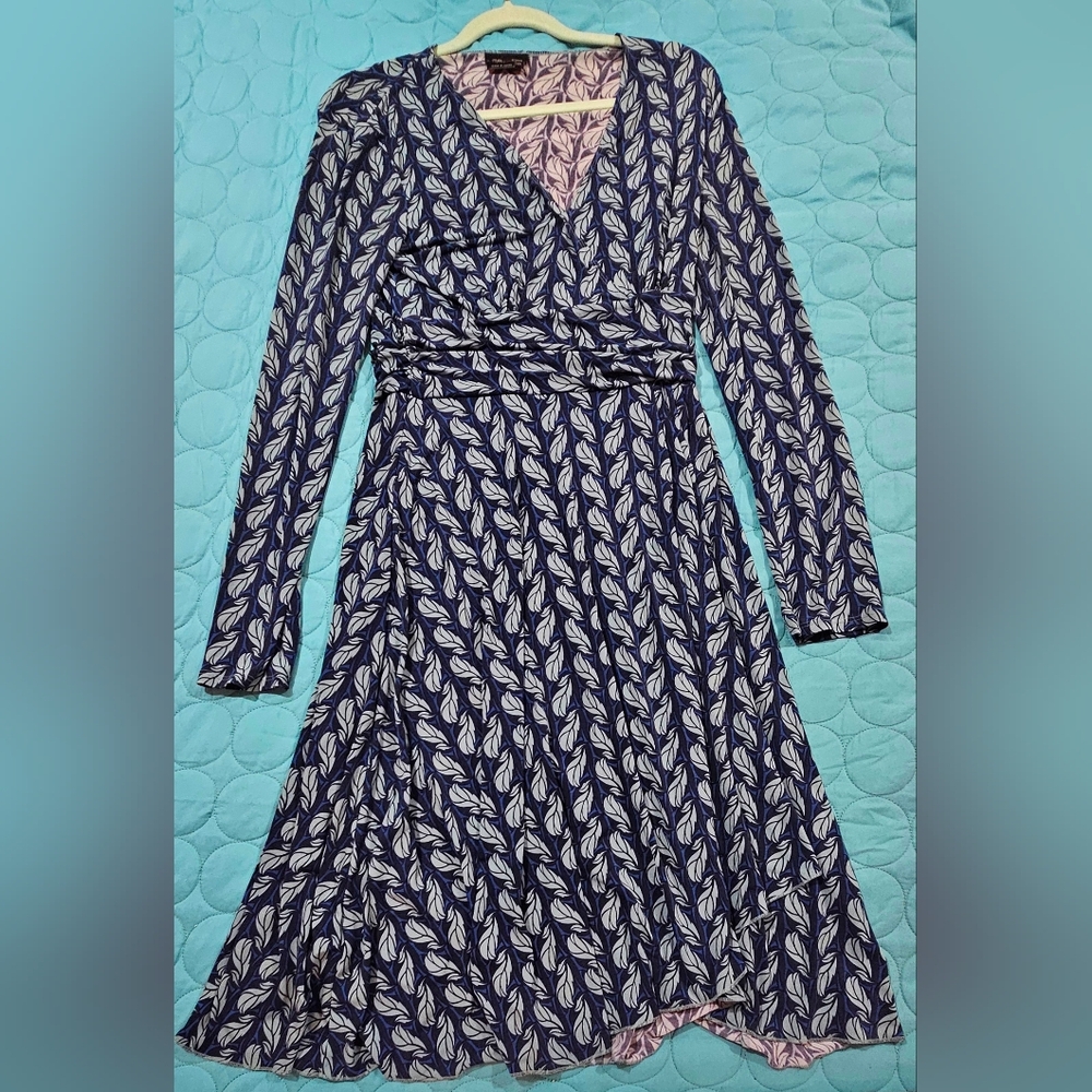 Max & Cleo Designer Blue Modern Geometric Print Dress Nordstrom Size S